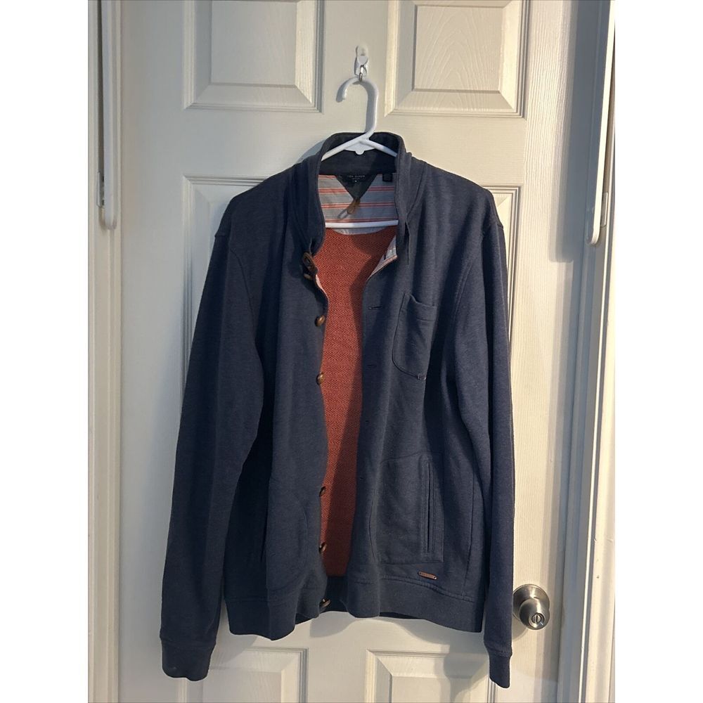 Ted Baker Button Front Cotton Knit Cardigan Size‎ 6/2XL Men *MIssing Button*